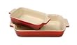 Le Creuset Stoneware 1-1/4-Quart Rectangular Baker with Bonus 16-Ounce Rectangular Baker, Cherry