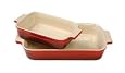 Le Creuset Stoneware 1-1/4-Quart Rectangular Baker with Bonus 16-Ounce Rectangular Baker, Cherry Red