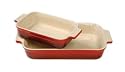 Le Creuset Stoneware 1-1/4-Quart Rectangular Baker with Bonus 16-Ounce Rectangular Baker, Cherry Red