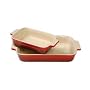 Le Creuset Stoneware 1-1/4-Quart Rectangular Baker with Bonus 16-Ounce Rectangular Baker, Cherry Red
