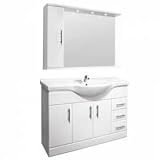 216YG4g%2BhAL. SL160  1200mm White Gloss Vanity Unit with Mirror Cabinet, FREE Tap and Waste