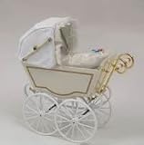 Antique Pram in White, Dolls House Miniature