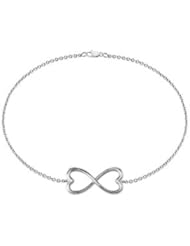 Infinity Bracelet in 14K White Gold Double Heart Design with 7 Inch Cable Chain and Lobster Lock