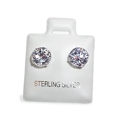 Attractive 7 MM Round Brilliant Cut Cubic Zirconia Sterling Silver Stud Post Earrings Attractive 7 MM Round Brilliant Cut Cubic Zirconia Sterling Silver Stud Post Earrings