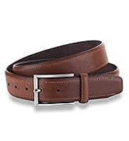Leather Rectangular Buckle Smart Contrast Stitch Belt