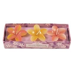 Small Plumeria 3-PACK SCENTED FLOATING CANDLES by tikimaster.com