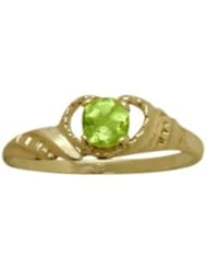 14 Karat Yellow Gold Genuine Peridot Gemstone Baby Ring