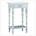 CARVED WOOD TOP WHITE SIDE NIGHT END TABLE SHABBY CHIC