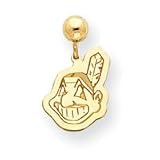 14K Cleveland Indians Cut Out Indian Head Post Dangle Earrings