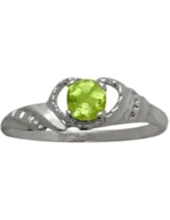 10 Karat White Gold Genuine Peridot Gemstone Baby Ring