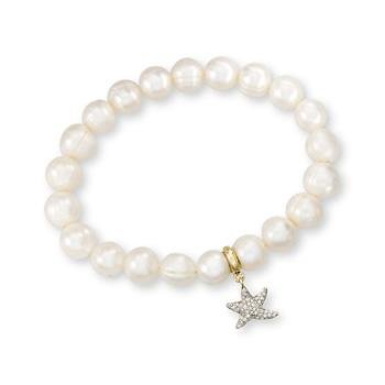 8.5-9mm Cultured Pearl Charm Bracelet In 14kt Yellow Gold