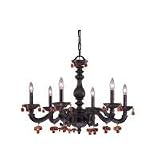 Crystorama Antique White Finish w/ Amber Murano Crystal Drops Abbie 6 - Light Crystal Chandelier - 5226