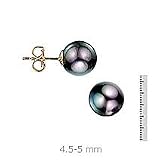 14k Gold, 4.5-5mm Cultured Pearl Black Stud Earring
