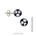 14k Gold, 4.5-5mm Cultured Pearl Black Stud Earring