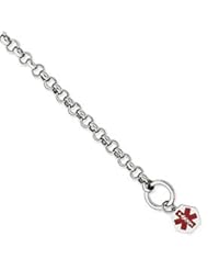 Sterling Silver Engraveable Enameled Hexagon Medical ID Bracelet