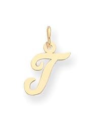 14k Yellow Gold Small Script Initial T Charm. Gold Wt- 0.28g.