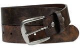 FRENCH CRAFT 38 MM VINTAGE DISTRESSED LEATHER W/ ANTIQUE NICKEL SNAP OFF BUCKLE BROWN