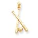 14k Polished Open-Backed Bats and Ball Baseball Pendant