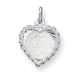 Sterling Silver Godchild Heart Disc Charm QC2376