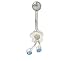 Flower Belly Button Ring with Light Blue Jewels title=