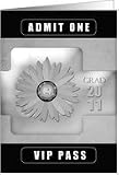 2011 Graduation Party Invitation, Black and White with Flower Card