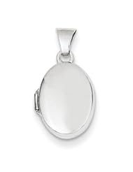 Genuine IceCarats Designer Jewelry Gift 14K Wg 13Mm Oval Plain Assembled Locket