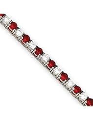 Sterling Silver Red and White CZ Bracelet