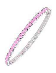 Pink Sapphire Eternity Bangle 14K White Gold - 5.00 CT TGW