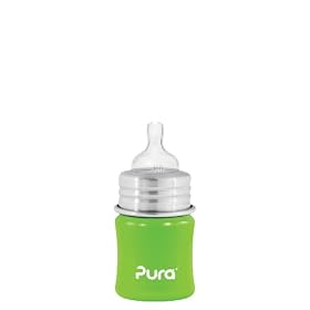 Pura Stainless Kiki Infant Bottle Stainless Steel, 5 Ounce, Spring Green, 0-6 Months