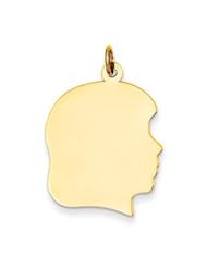 Genuine IceCarats Designer Jewelry Gift 14K Plain Large .009 Gauge Facing Right Engravable Girl Head Charm
