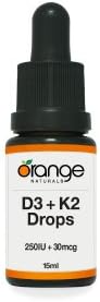 D3+K2 Drops 250IU/30mcg orange MCT-15 ml Brand: Orange Naturals