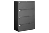 36W 4 Drawer Binder Lateral File - Black