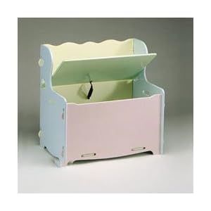 Personalized Pastel Wooden Toy Box Bench by Ababy
