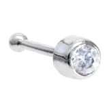 Solid 14KT White Gold 1.5mm Cubic Zirconia Nose Stud