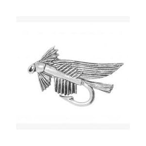 Pewter Fly Fishing Pin Badge or Brooch Gift for Scarf, Tie, Hat, Coat or Bag