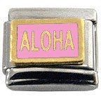 Pink Enameled ALOHA Italian Charm HAWAII MAUI!