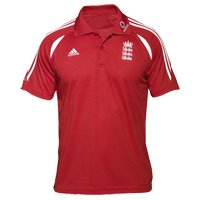 ECB Official 2008 adidas England Cricket Training Polo - Collegiate Red/White