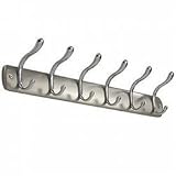 Bruschia Six Hook Wall Mounted Coat Rack (Brushed Chrome) (3.75"H x 20"W x 3"D)