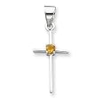 Sterling Silver Citrine Cross Pendant