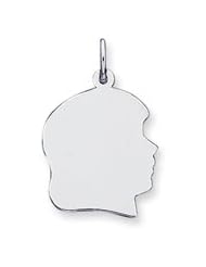 14k White Gold Plain Large Facing Right Engravable Girl Charm