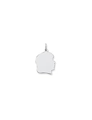 14k White Gold Plain Large Facing Right Engravable Girl Charm