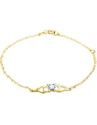 Bfly Cz Birthstone Bracelet W/Box 14K Yellow Setember 19800