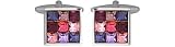 Nine Multi-colour Crystal Square Cufflinks - Violet / Purple / Pink