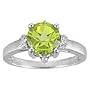 0.14 Cts Diamond & 2.04 Cts Peridot Ring in 10K White Gold-6.5