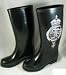 Juicy Couture Slick Black Rubber Gold/Soft Glow Pink Graphics Rain Boots Women's Size 9 M