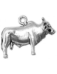 Sterling Silver 3D Brahma Bull Cow Animal Charm