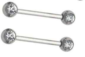 Body AccentzTM Nipple Ring Bars CZ Solitaire 
