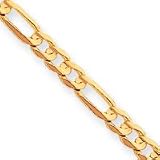 10k Light Figaro Chain Necklace - 24 Inch - 5.25mm - Lobster Claw - JewelryWeb