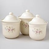 Pfaltzgraff Tea Rose Stoneware Seal Tight Canister Set