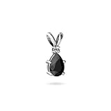 14K White Gold Pear Genuine Black Onyx Pendant